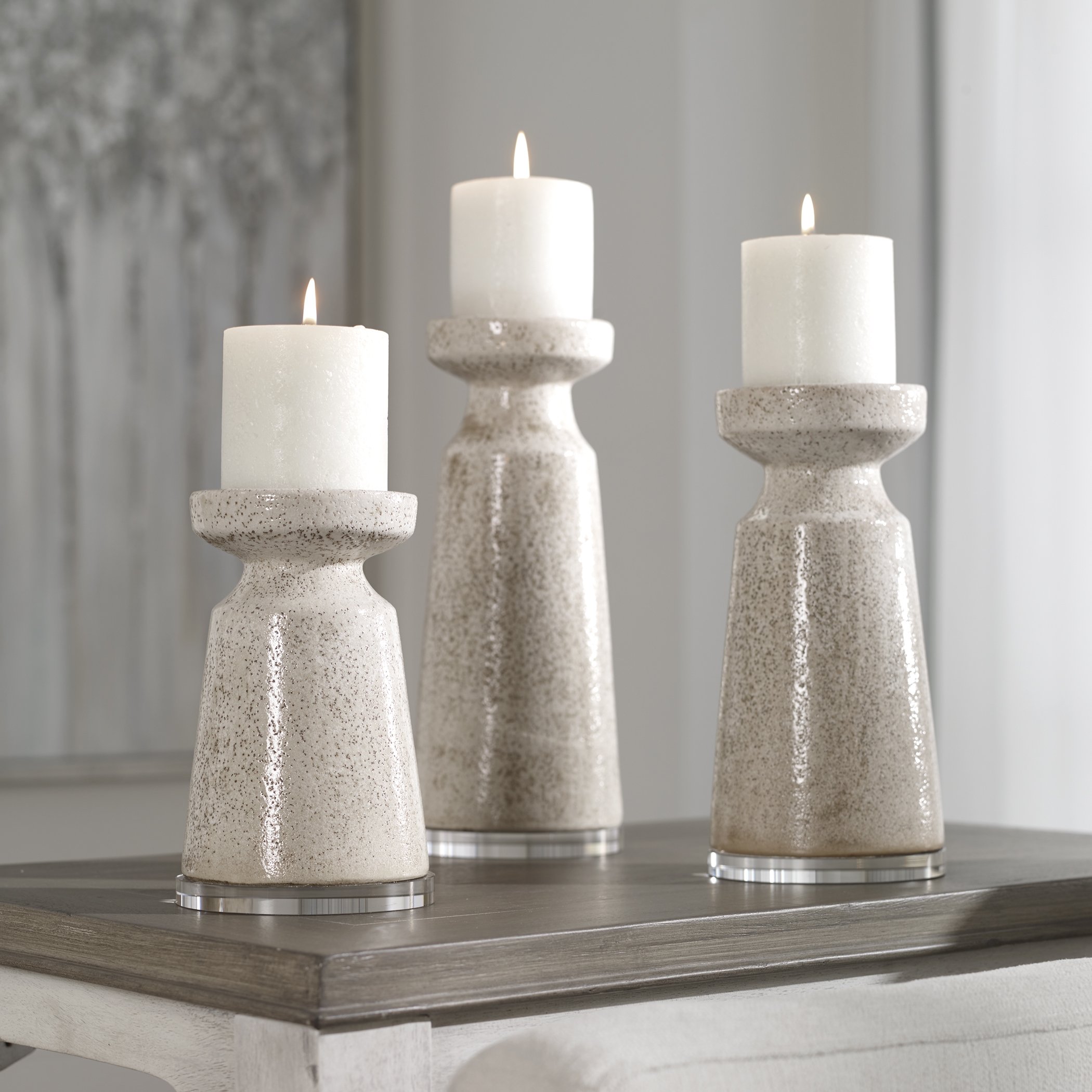 Kyan Ceramic Candleholders, S/3 - Image 0
