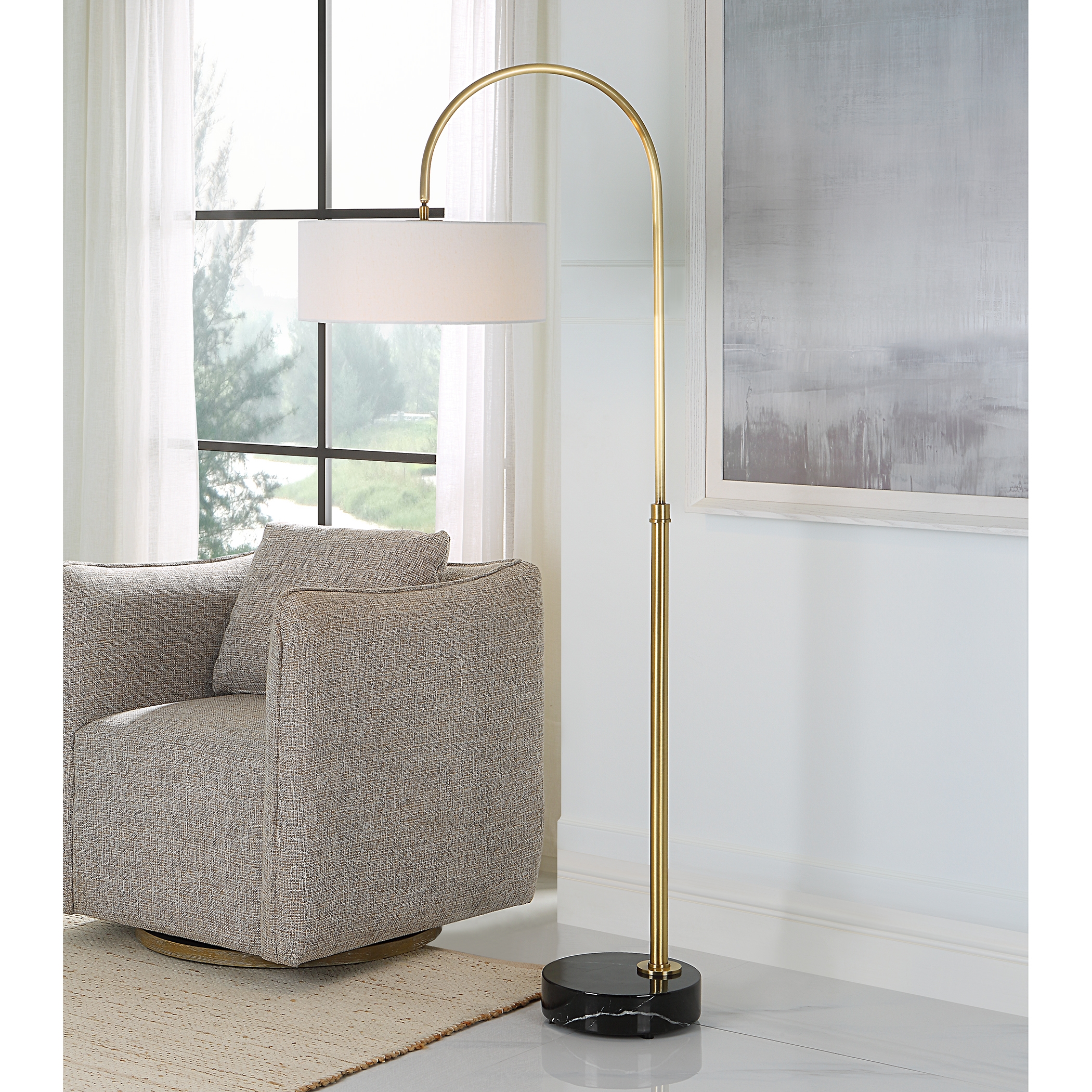 Huxford Brass Arch Floor Lamp - Image 1