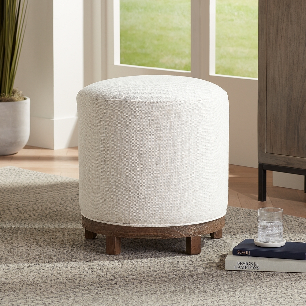 Daniel 22" High Zeus Pearl Fabric Swivel Dining Stool - Image 0