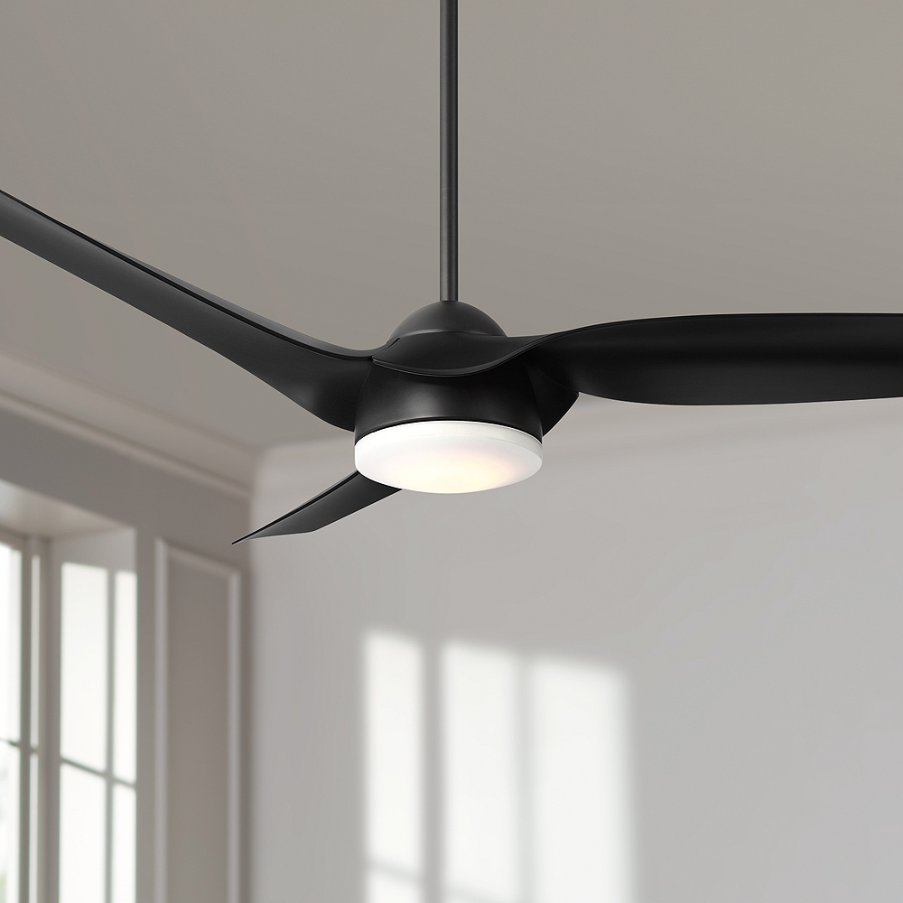 54" Casa Vieja Sierra Matte Black Damp LED Ceiling Fan with Remote - Image 0