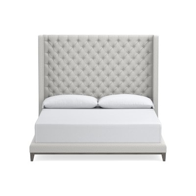 Presidio Diamond Tufted Bed 72 inch Extra Tall Headboard, King, Grey, Perennials Performance Chenille Weave Grey - Image 0