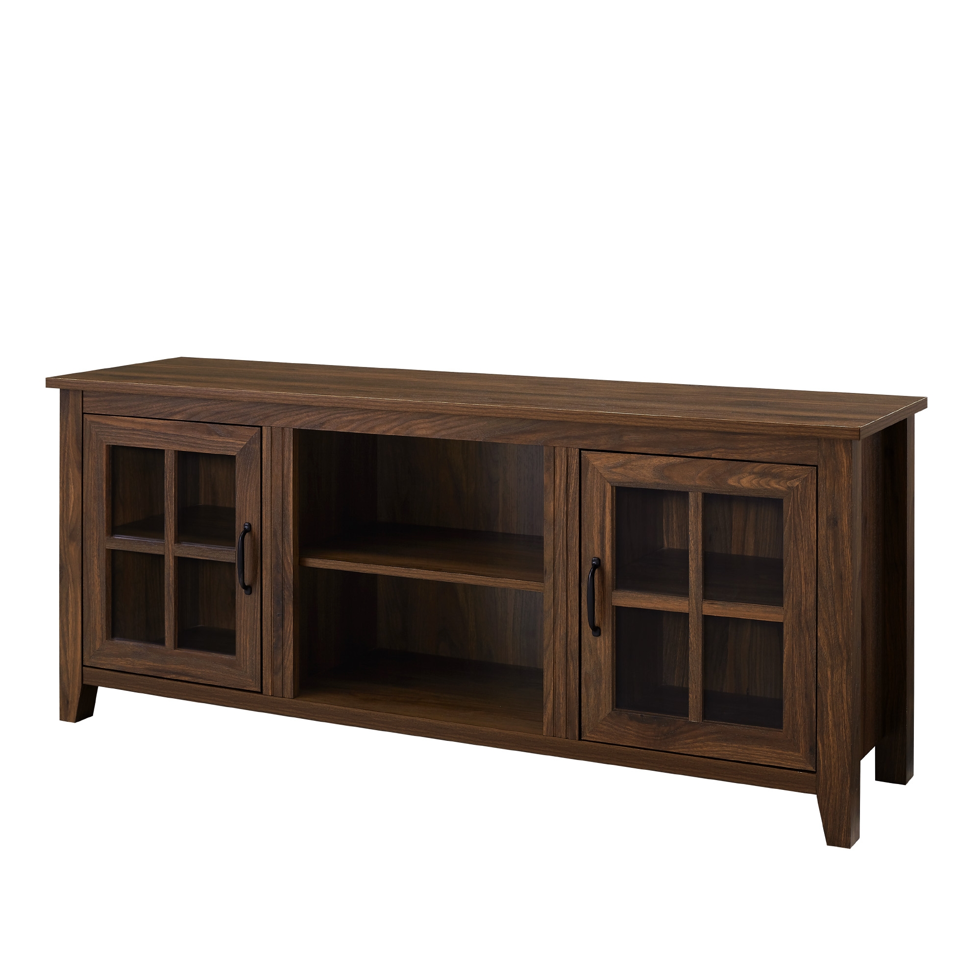 Classic Glass Door TV Console for TVs up to 65” – Dark Walnut  - Image 2