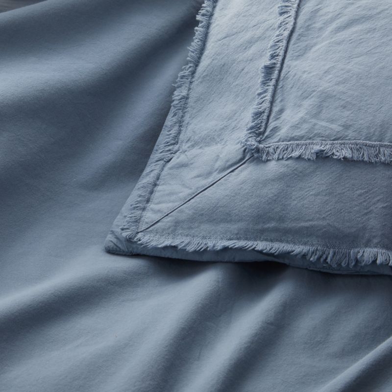 Organic Cotton Blue Eyelash Fringe Standard Pillow Sham - Image 3