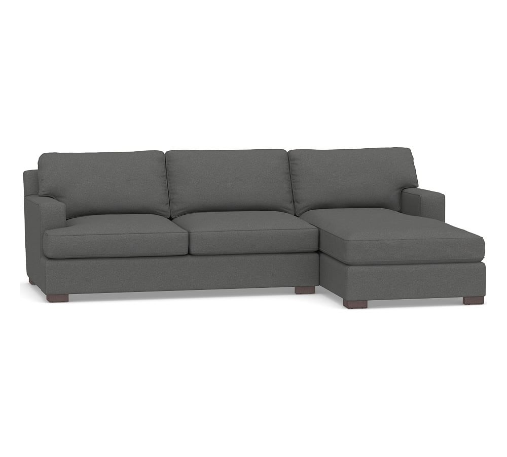 Townsend Square Arm Upholstered Left Arm Sofa with Chaise Sectional, Polyester Wrapped Cushions, Park Weave Charcoal - Image 0