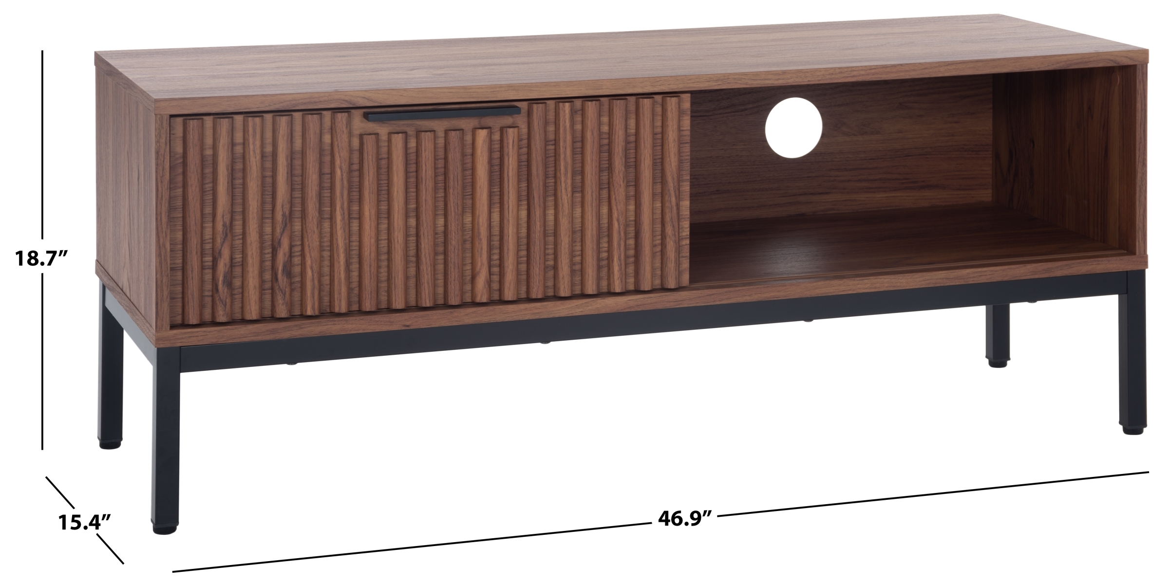 Lylia 1 Door Media Stand - Walnut / Black - Safavieh - Image 9