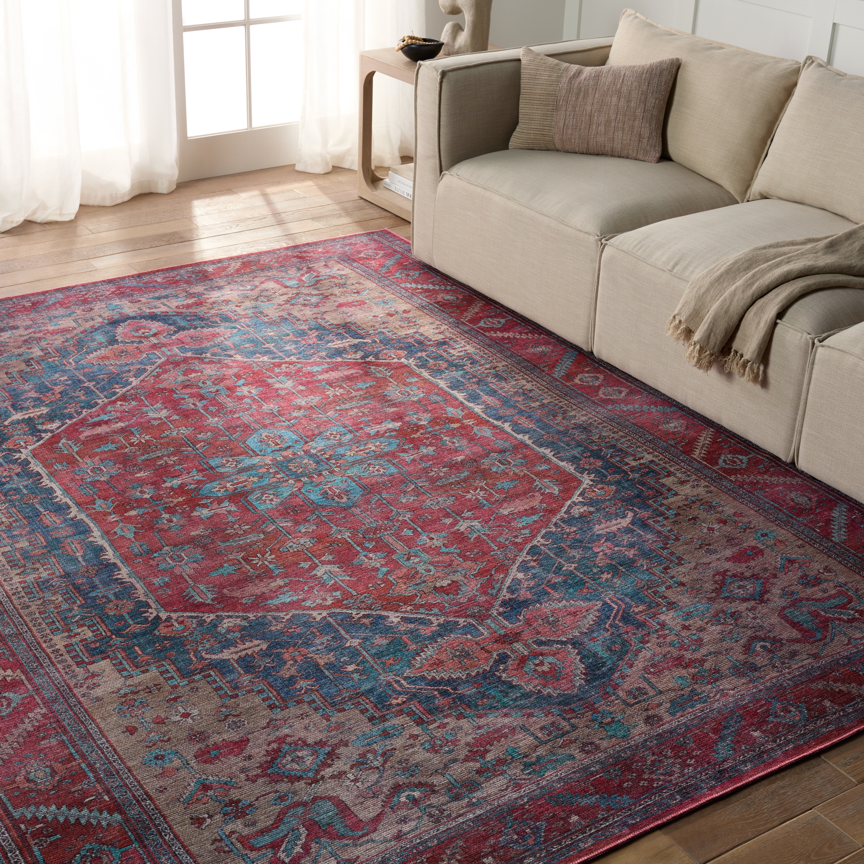 Vibe by Fairbanks Medallion Red/ Blue Area Rug (9'2"X12') - Image 4