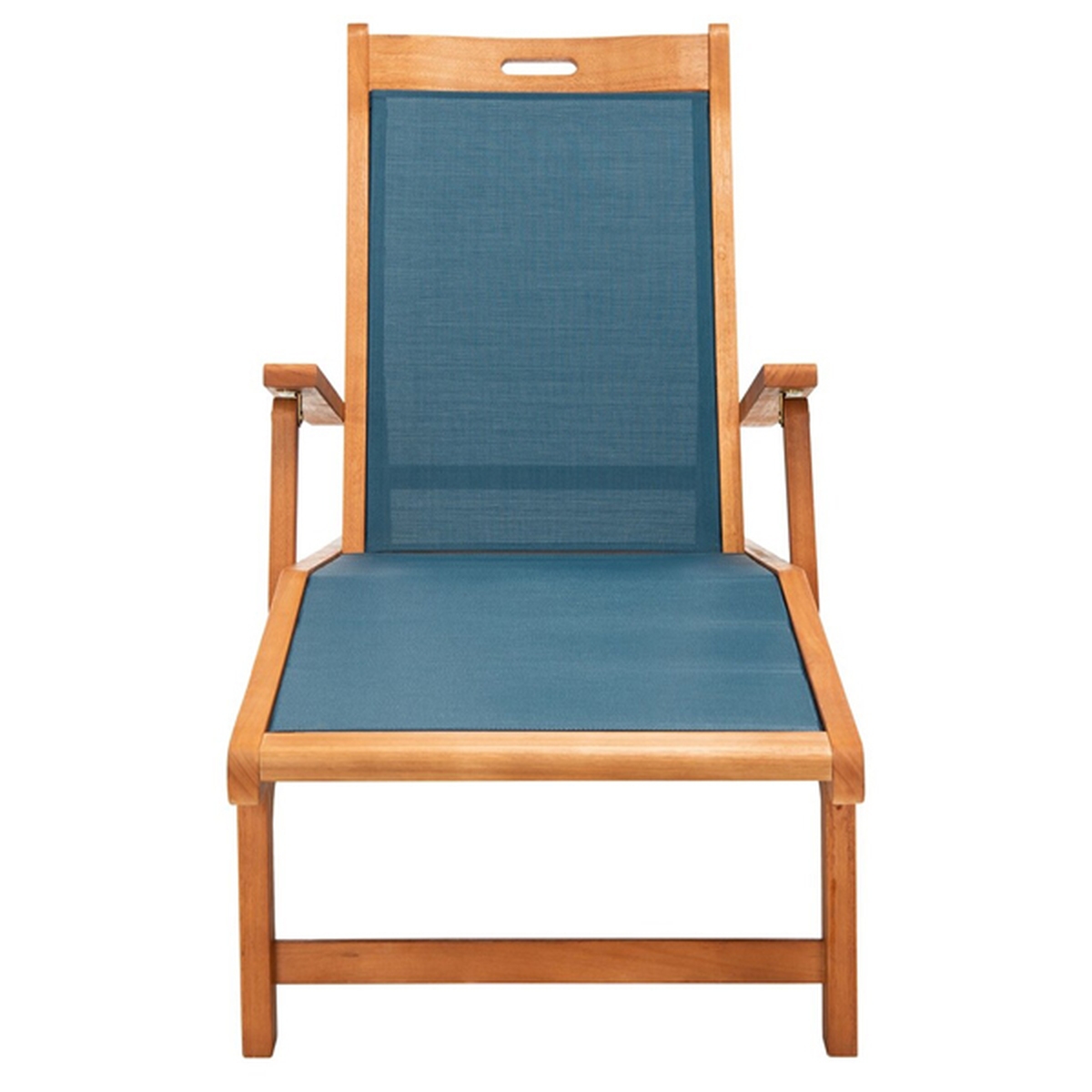 Kamson Sunlounger - Natural/Navy - Safavieh - Image 0