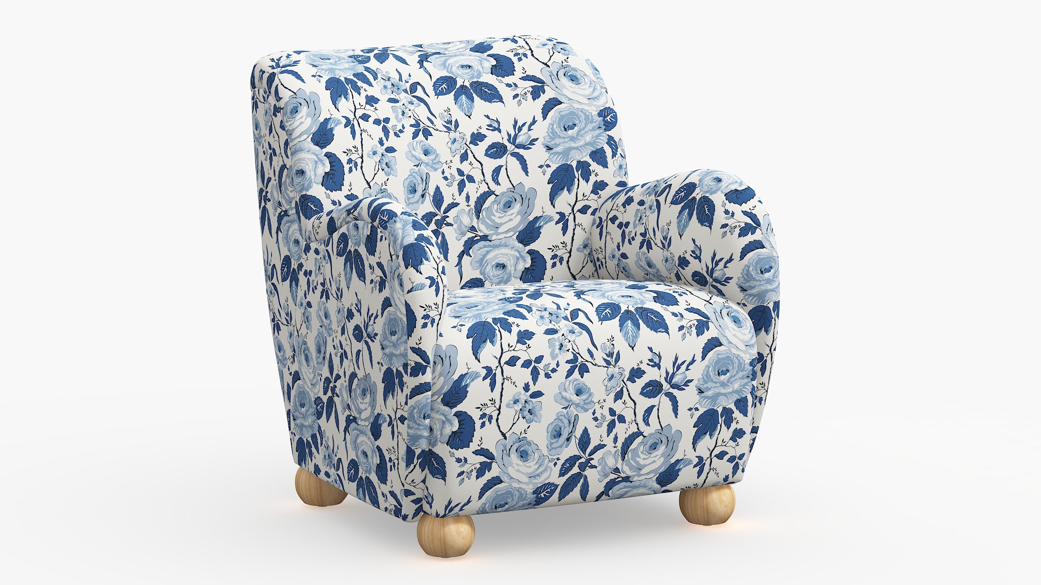Bun Foot Accent Chair, Delft Chintz - Image 0