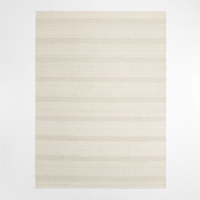 Newport Performance Wool-Blend Handwoven Dove White Area Rug 6'x9' - Image 0