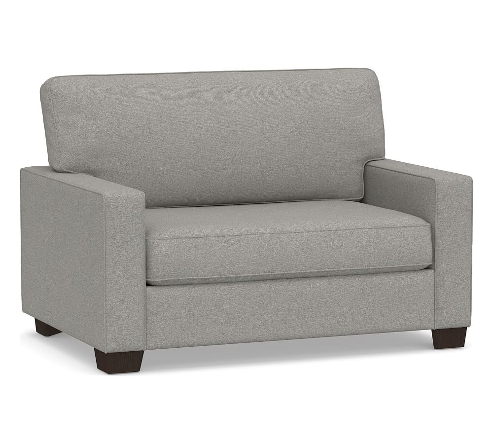 Buchanan Square Arm Upholstered Deluxe Twin Sleeper Sofa, Polyester Wrapped Cushions, Performance Heathered Basketweave Platinum - Image 0