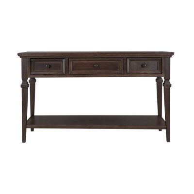 Console Table With Drawers And Open Style Bottom Shelf Pine Wooden Frame And Legs - Image 0