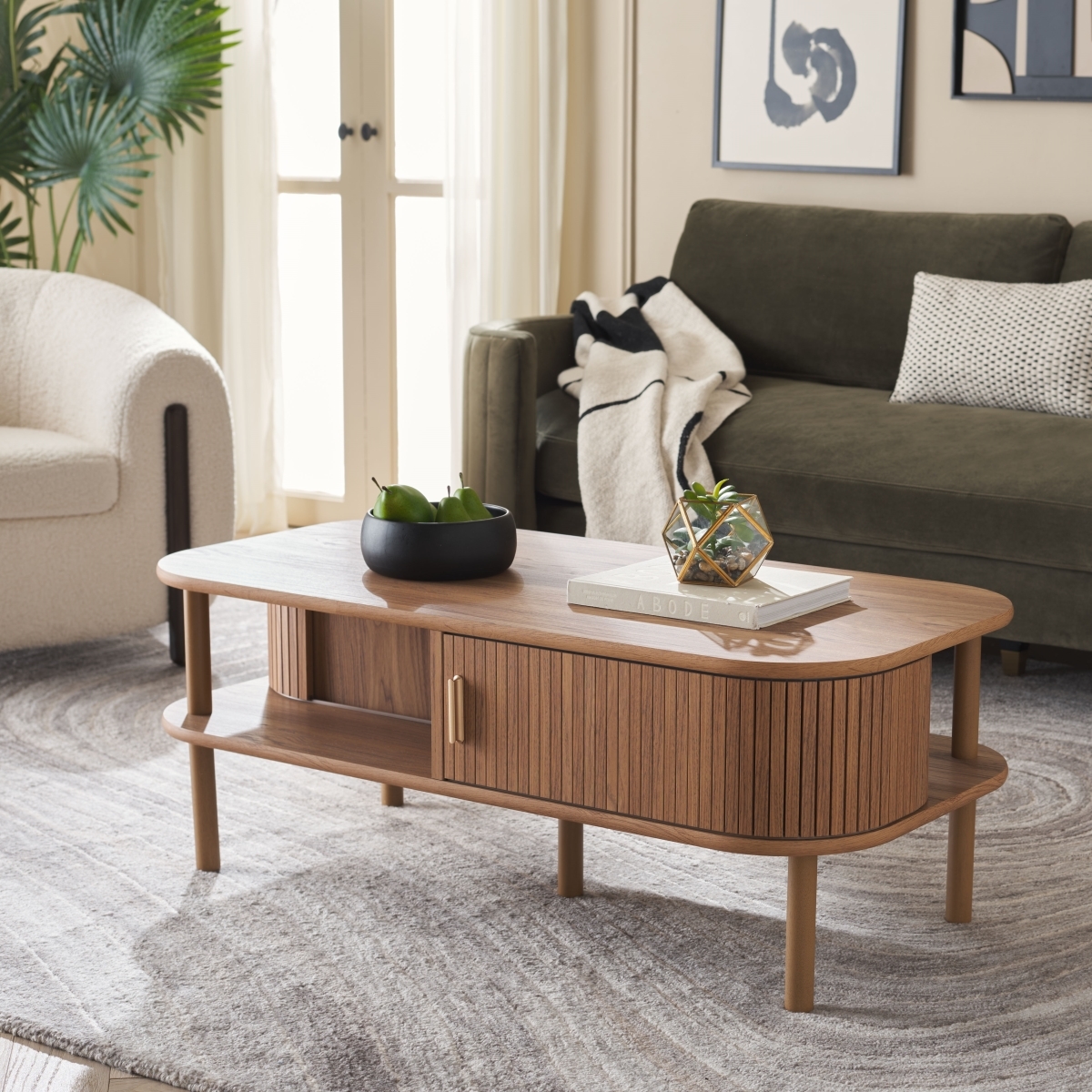 Tealla Coffee Table - Oak / Gold - Safavieh - Image 1