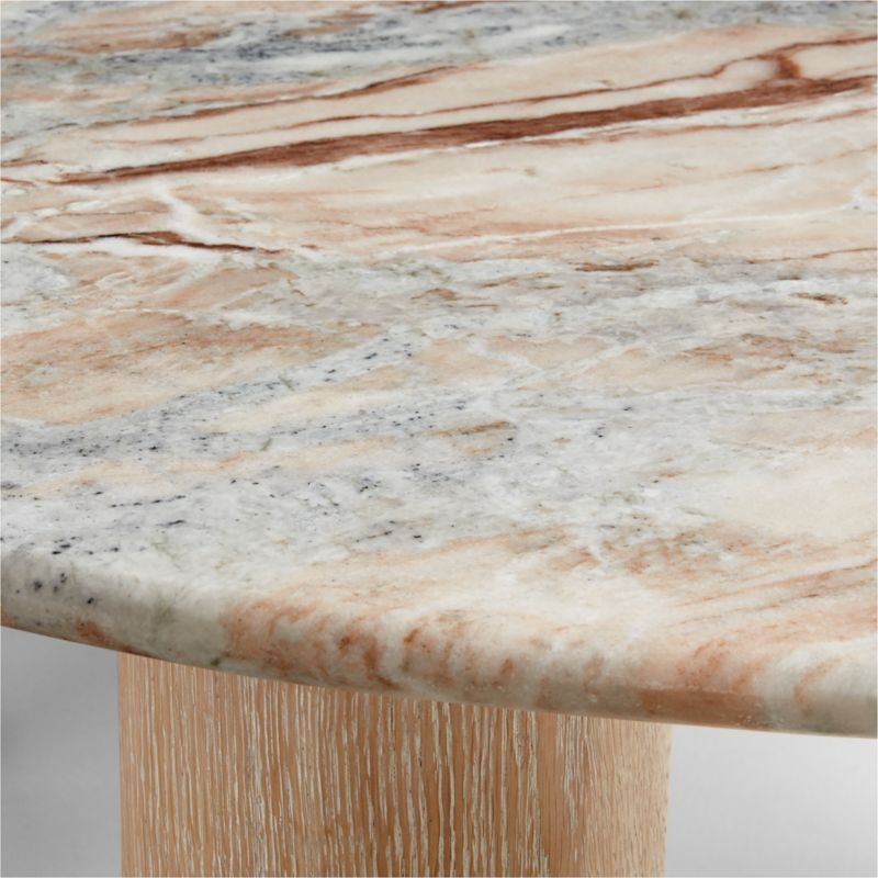 Homage Marble and White Oak Wood 44" Round Coffee Table - Image 3
