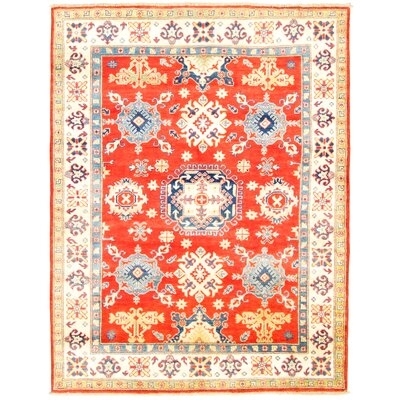 One-of-a-Kind Hypoluxo Hand-Knotted 2010s Gazni Red/Gold 5' x 6'6" Wool Area Rug - Image 0