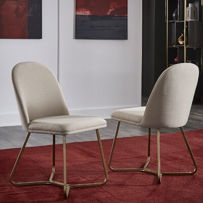 Phinney Linen Upholstered Side Chair in Beige - Image 0