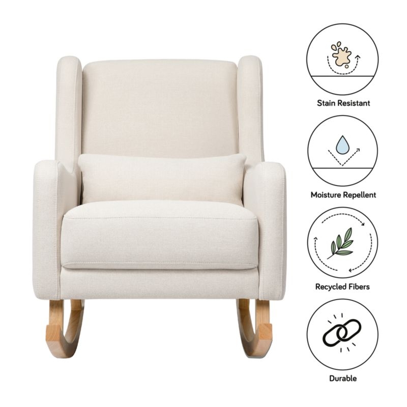 Babyletto Kai Natural Performance Nursery Rocking Chair with Wood Legs - Image 4