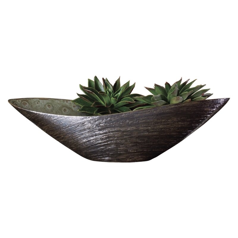 Oval Traditional Decorative Bowl in Spun Bronze - Image 0