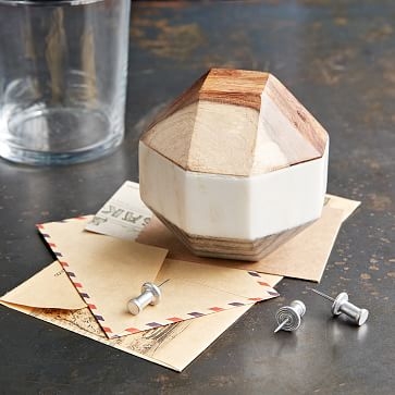 Marble + Wood Object, Small Octahedron - Image 1