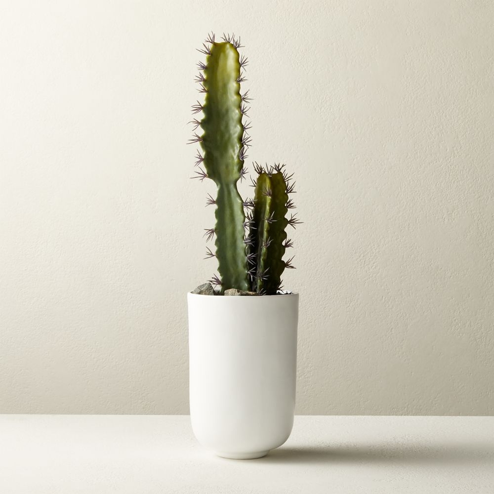 Faux Cactus In White Pot 22" - Image 0