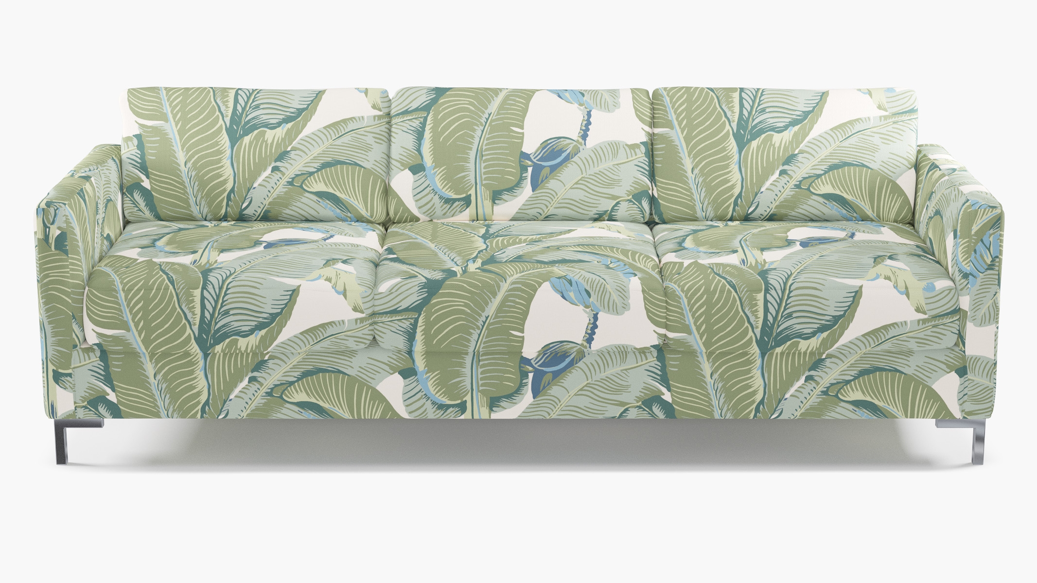 Modern Sofa, Pistachio Martinique®, Chrome L Leg - Image 0