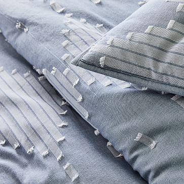 Clipped Diamonds Chambray Comforter, Standard Sham, Natural - Image 3