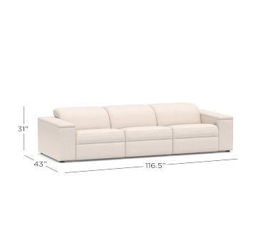 Ultra Lounge Square Arm Upholstered 3-Piece Reclining Sofa Sectional, Polyester Wrapped Cushions, Performance Chateau Basketweave Ivory - Image 3