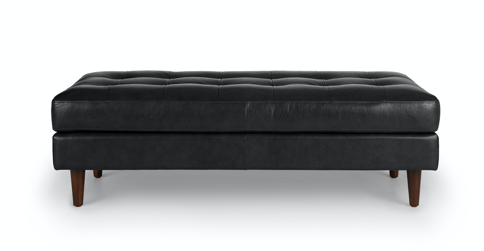 Sven 56" Tufted Leather Bench - Oxford Black - Image 0