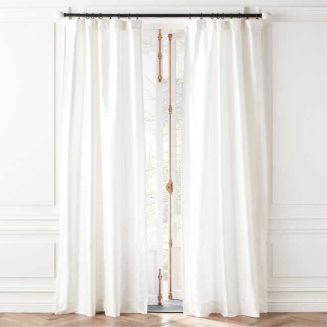 Seda Cool White Dupioni Silk Window Curtain Panel 48''x84'' - Image 0