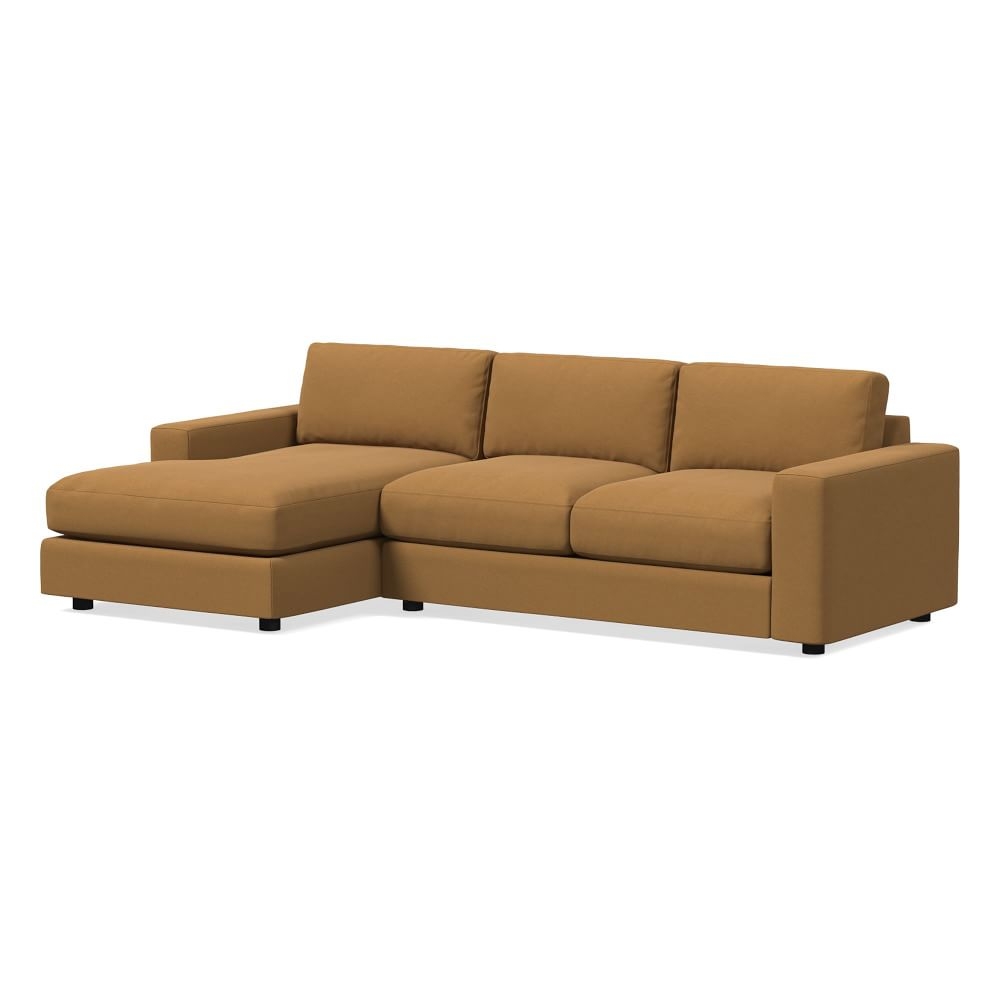Urban Sectional Set 02: Right Arm 2 Seater Sofa, Left Arm Chaise, Poly, Performance Velvet, Golden Oak, Concealed Supports - Image 0