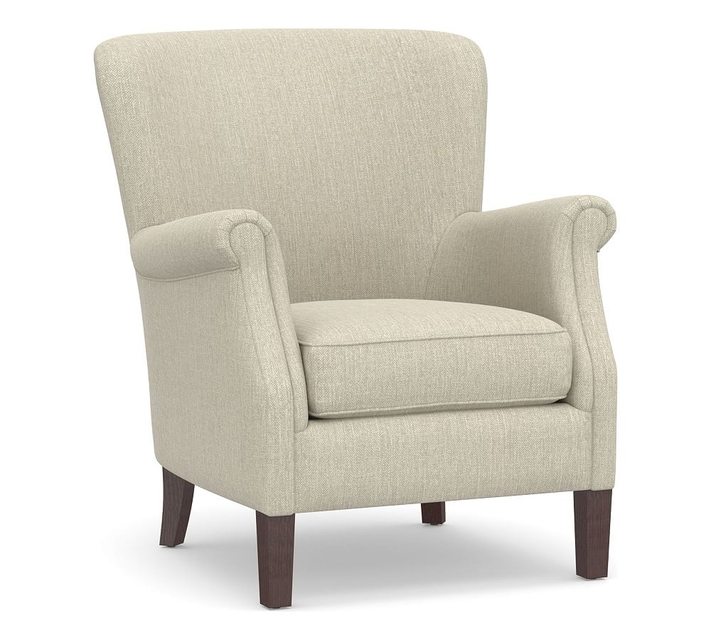 SoMa Minna Upholstered Armchair, Polyester Wrapped Cushions, Chenille Basketweave Oatmeal - Image 0