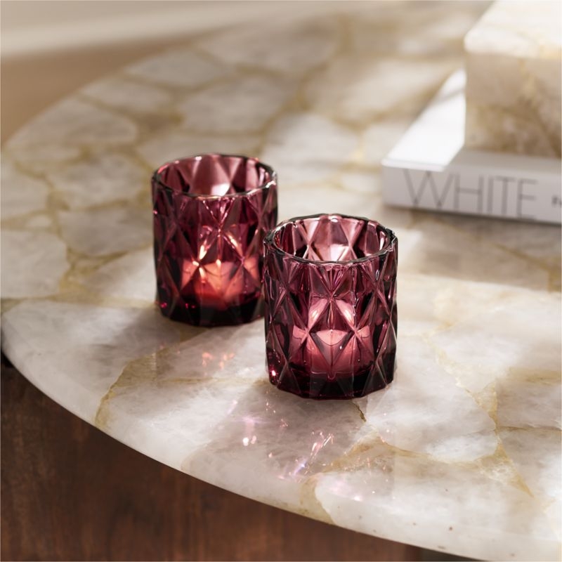 Betty Red Glass Tealight Candle Holders Set of 6 - Image 3