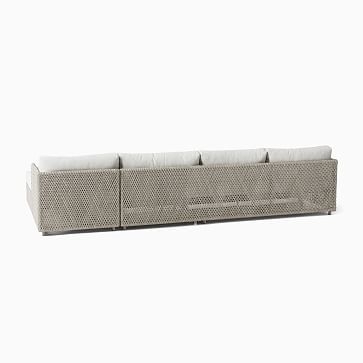 Coastal 3 Pc Sectional Set 4: Left Arm Sofa + Armless Single + Right Arm Chaise, All Weather Wicker, Silverstone - Image 3