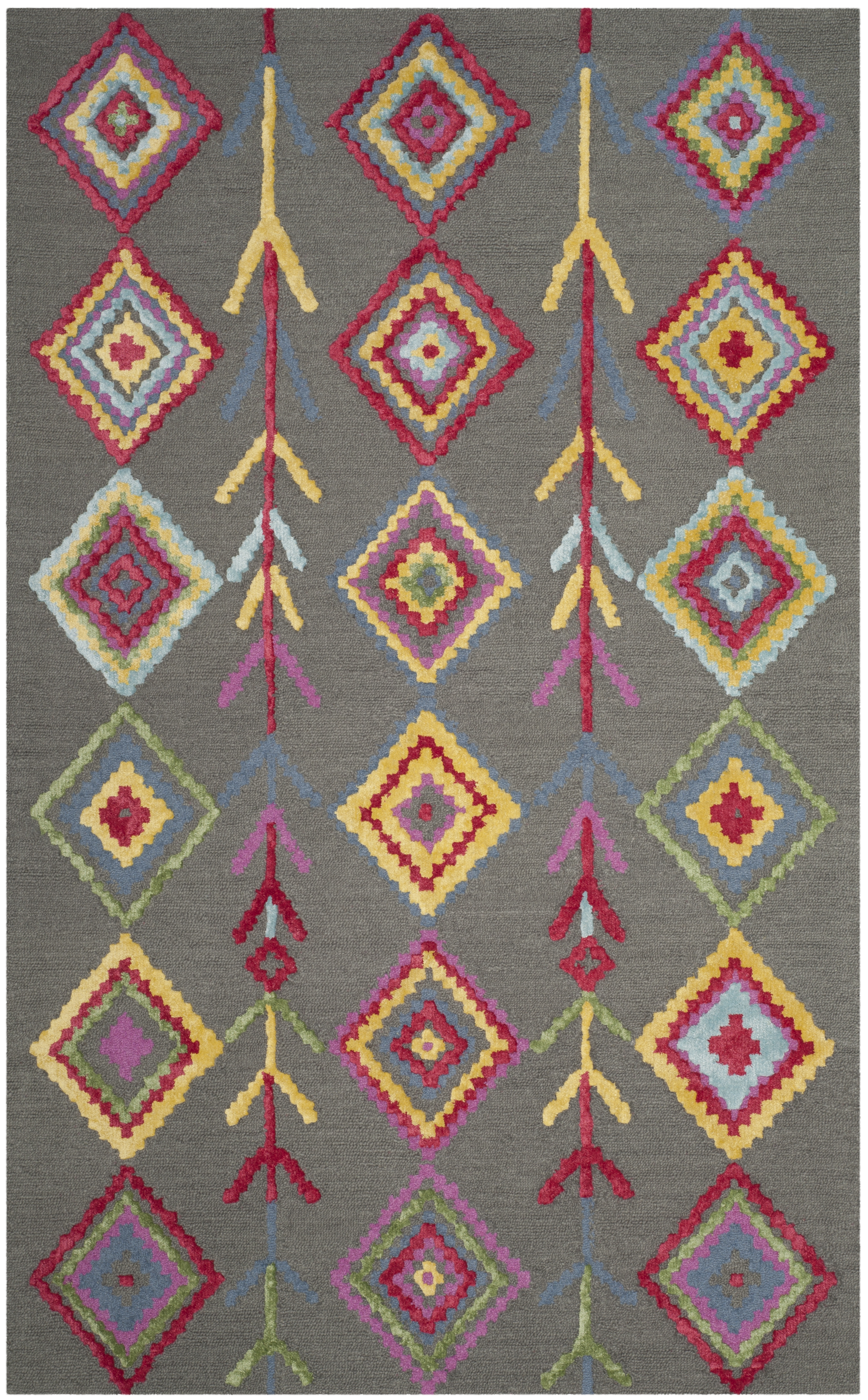 Arlo Home Hand Tufted Area Rug, BLG551A, Dark Grey/Multi,  5' X 8' - Image 0