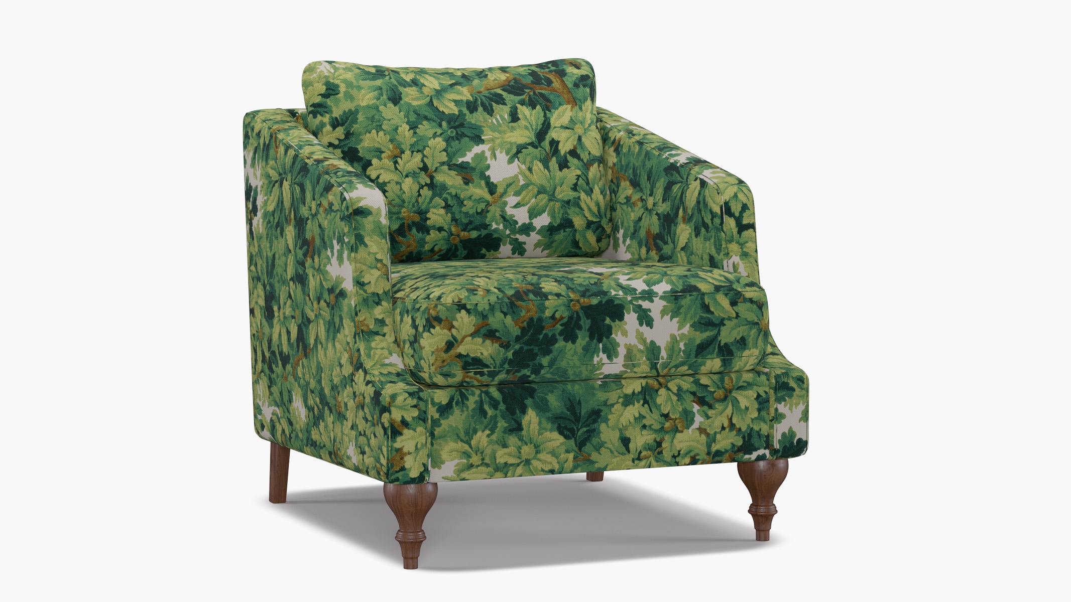 Slope Arm Chair, Verdure Bois De Chene, Walnut Turned Wood Leg - Image 1