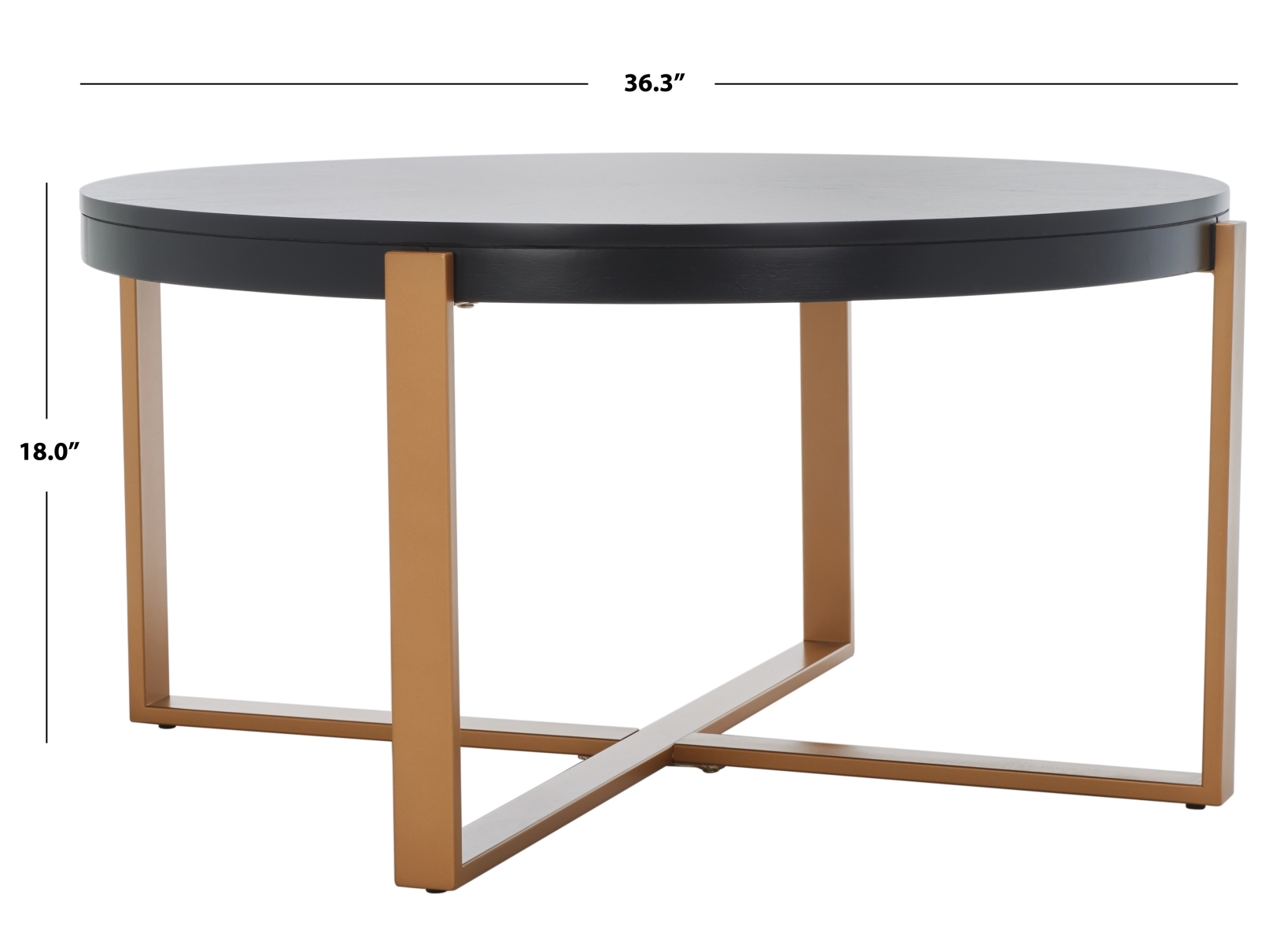 Navya Round Coffee Table - Black / Gold - Safavieh - Image 7