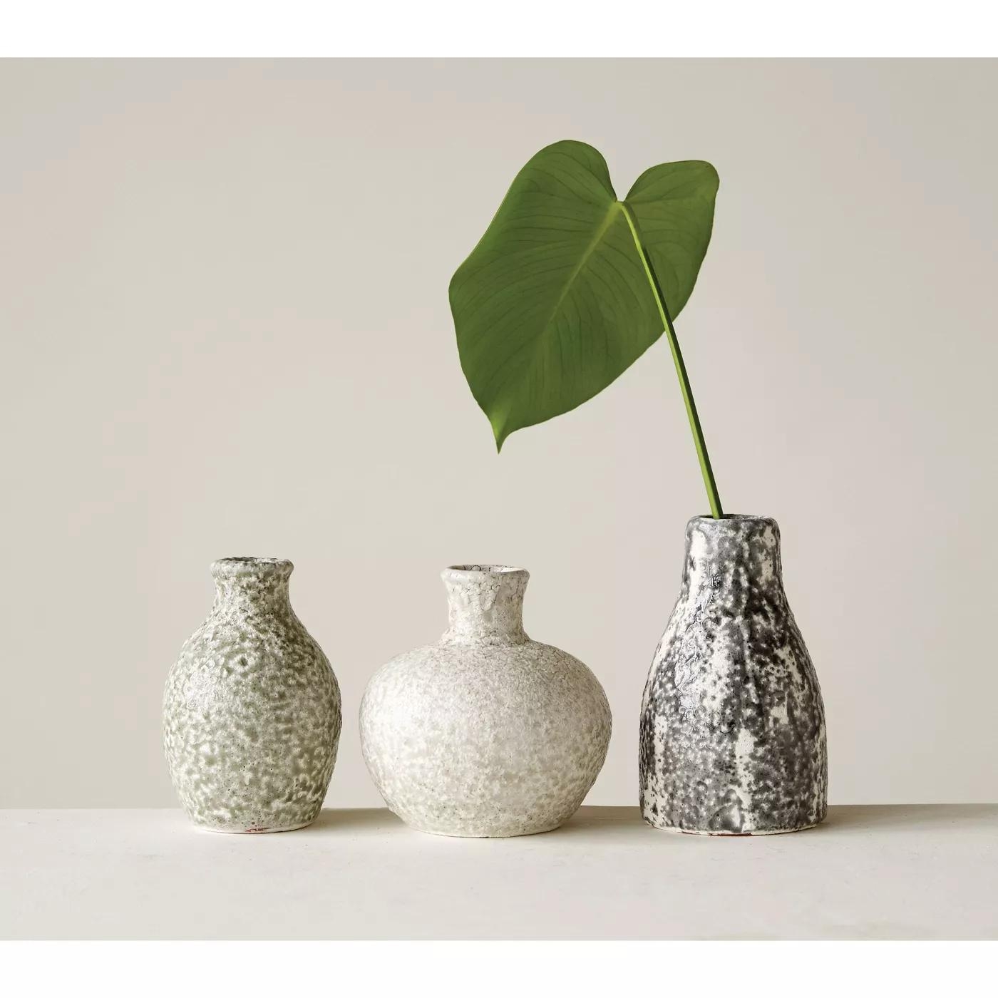 Distressed Grey Terracotta Vases (Set of 3 Sizes) - Image 1