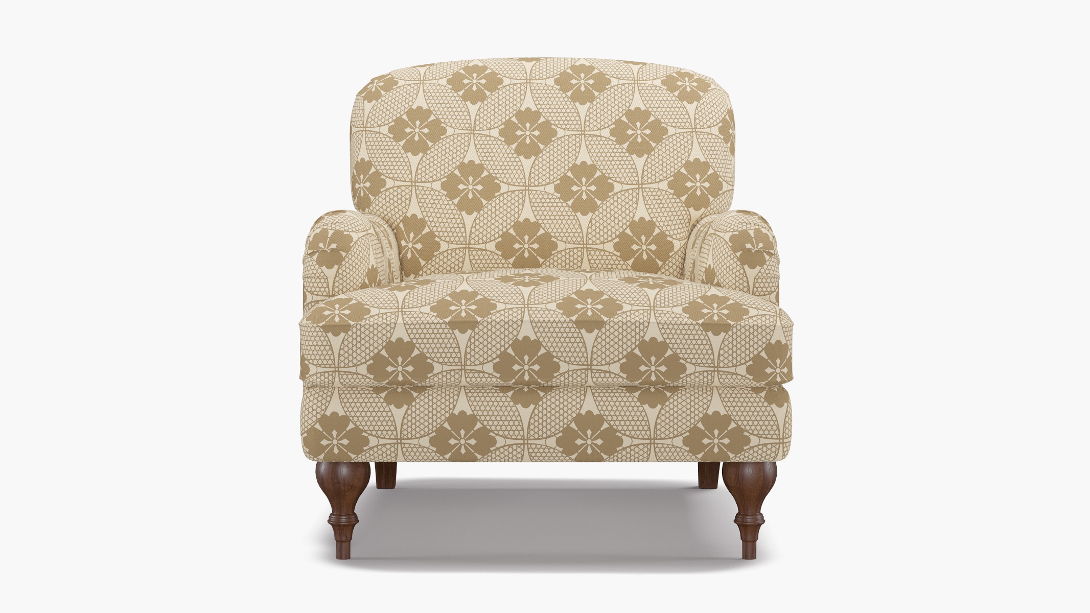 English Roll Arm Chair, Rattan Solaire, Walnut Turned Wood Leg - Image 0