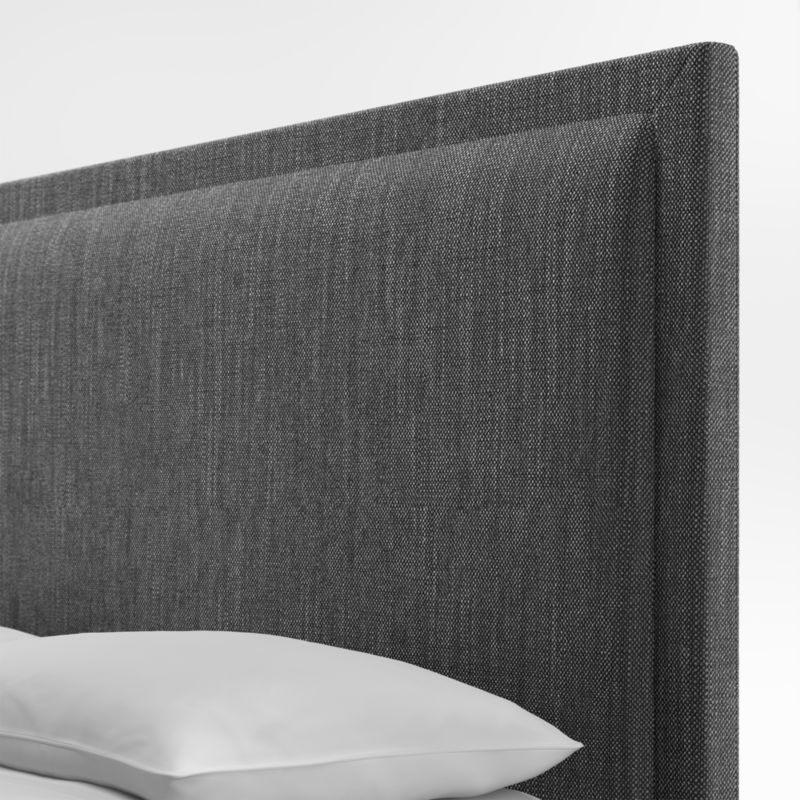Meraux 56" Charcoal Grey Queen Upholstered Headboard with Storage Bed Base - Image 1