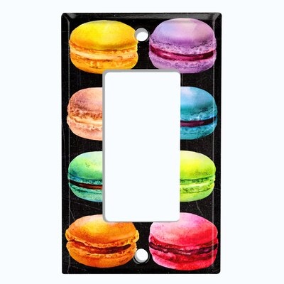 Metal Light Switch Plate Outlet Cover (Colorful Macaron Treat Black  - Single Rocker) - Image 0