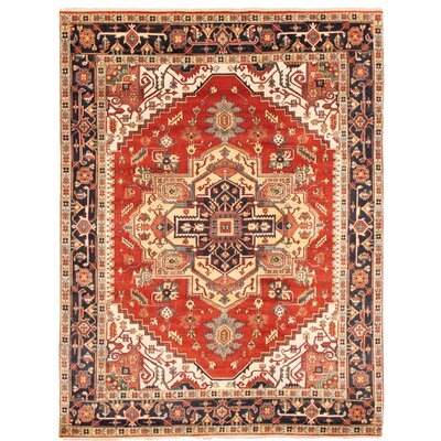 One-of-a-Kind Dennetta Hand-Knotted New Age 8'11" x 12'2" Wool Area Rug in Red/Navy/Ivory - Image 0
