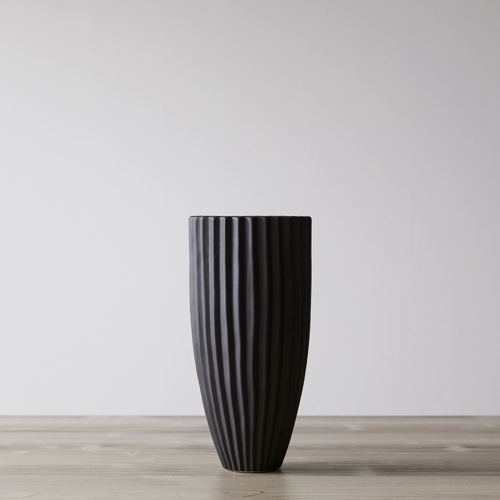 Sanibel Wide Tall Vase, Black - Image 0