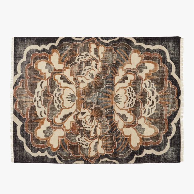Allure Hand-Knotted Copper Floral Wool Area Rug 9'x12' - Image 0