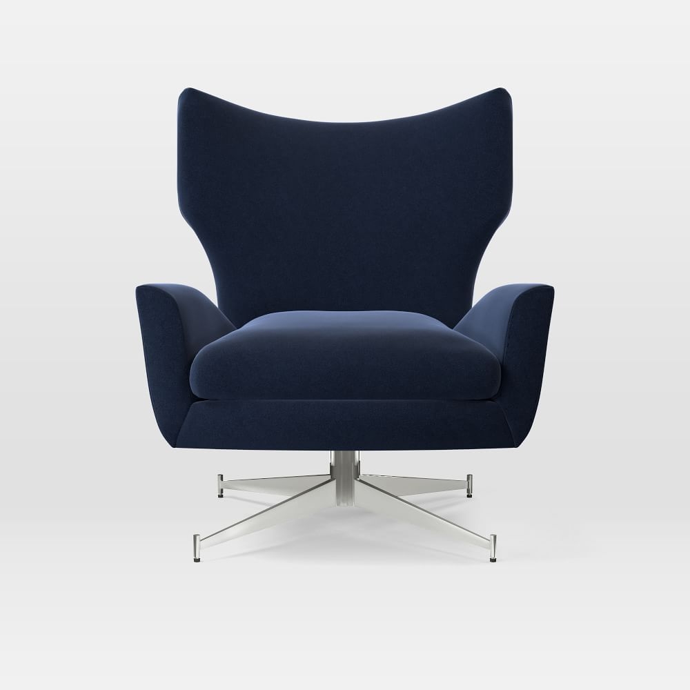 Hemming Swivel Base Chair, Performance Velvet, Ink Blue - Image 0