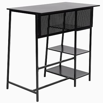 Modern Open Shelf Standing Desk,Wood,Black - Image 3