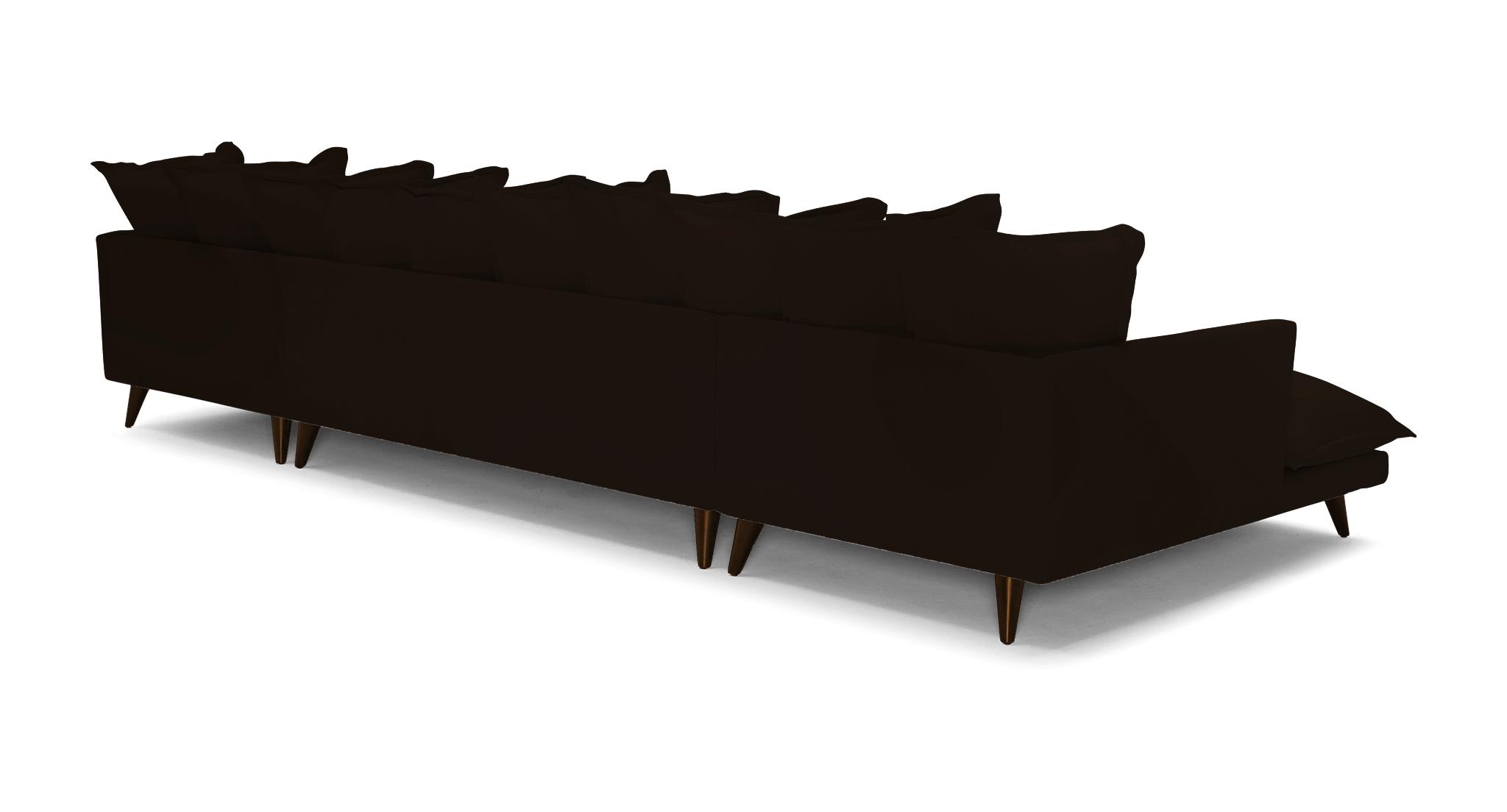 Brown Denna Mid Century Modern U-Chaise Sectional - Aerial Chocolate - Mocha - Image 3