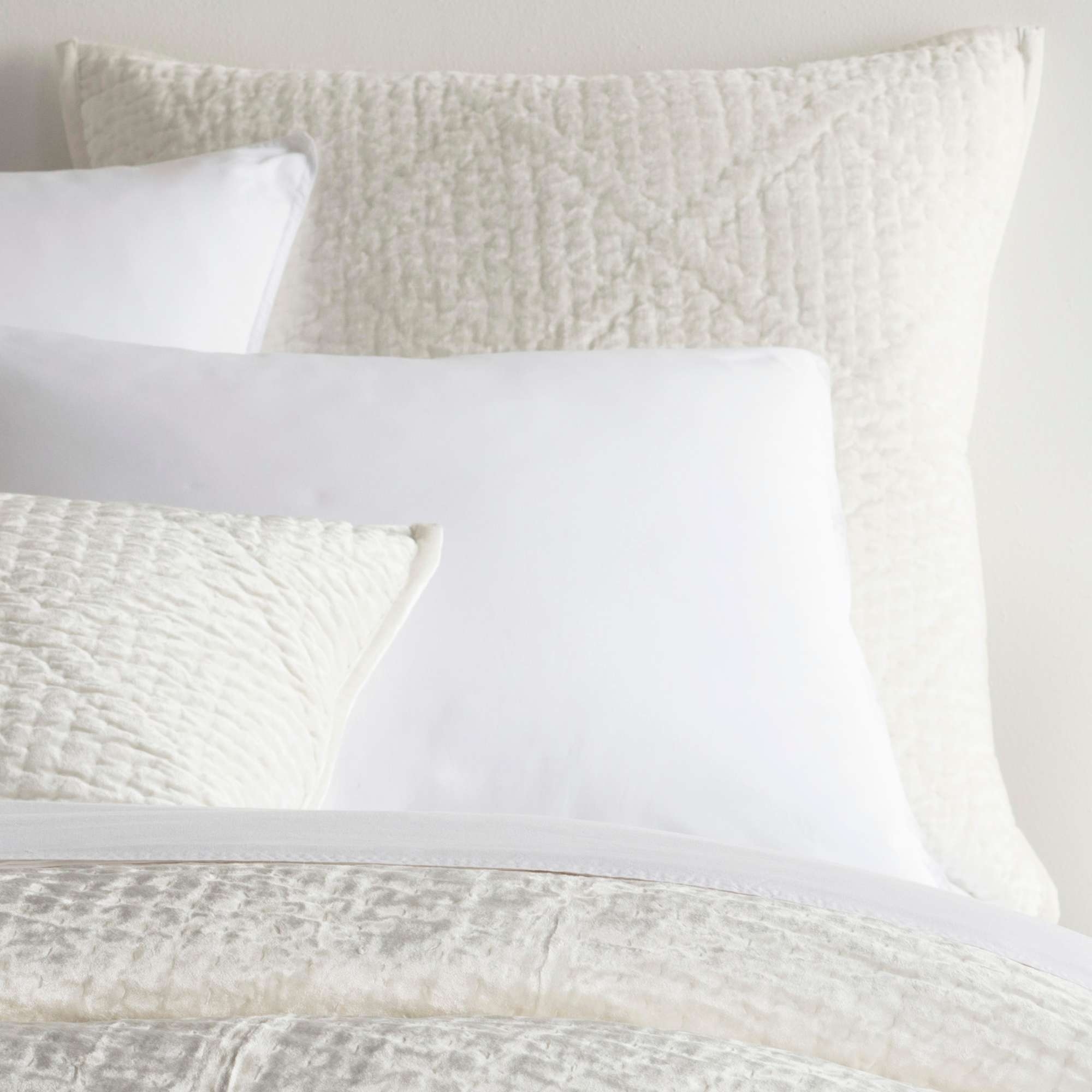 Parisienne Velvet Dove White Quilted Sham - Image 0