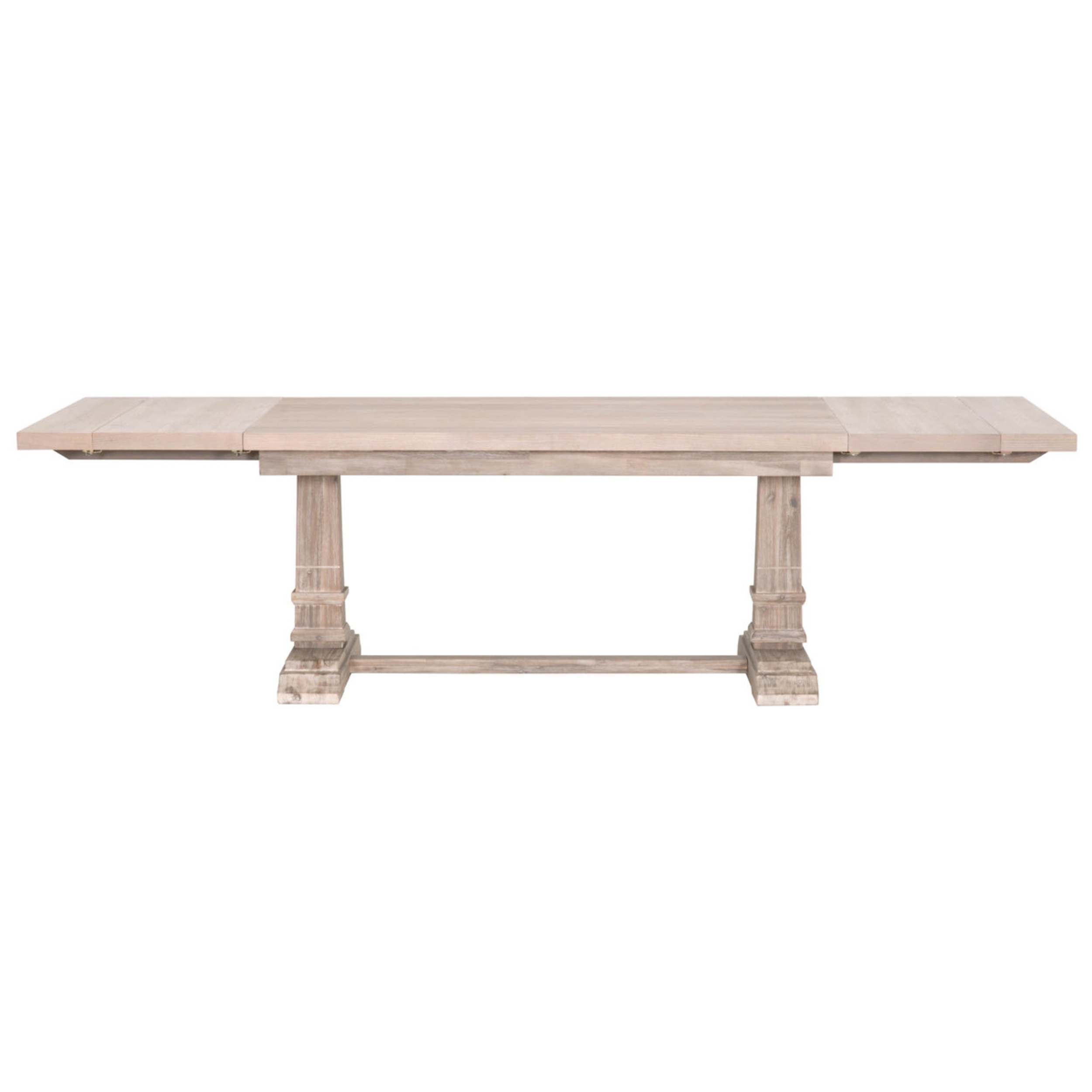 Julian French Country Brown Wood Trestle Dining Table - Extendable - Image 0