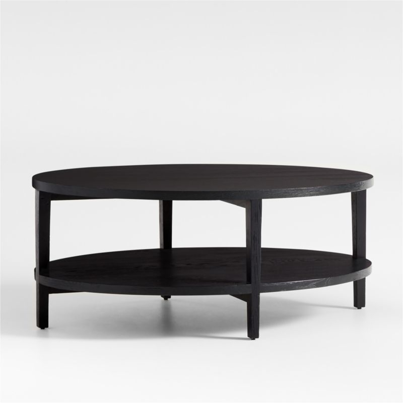 Clairemont Ebonized Oak Wood 48" Oval Coffee Table with Shelf - Image 1