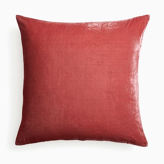 Lush Velvet Pillow Cover, 24"x24", Washed Ruby - Image 0