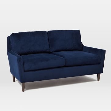 Everett 60" Loveseat, Performance Yarn Dyed Linen Weave, French Blue, Chocolate - Image 4